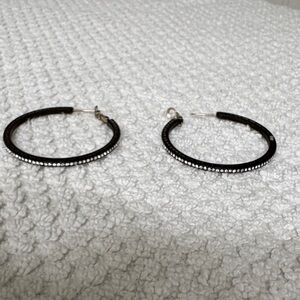 Black Brighton Meridian large Hoop Earrings with fine crystal Accents